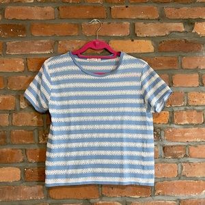 Stradivarius striped eyelet T-shirt Size Small